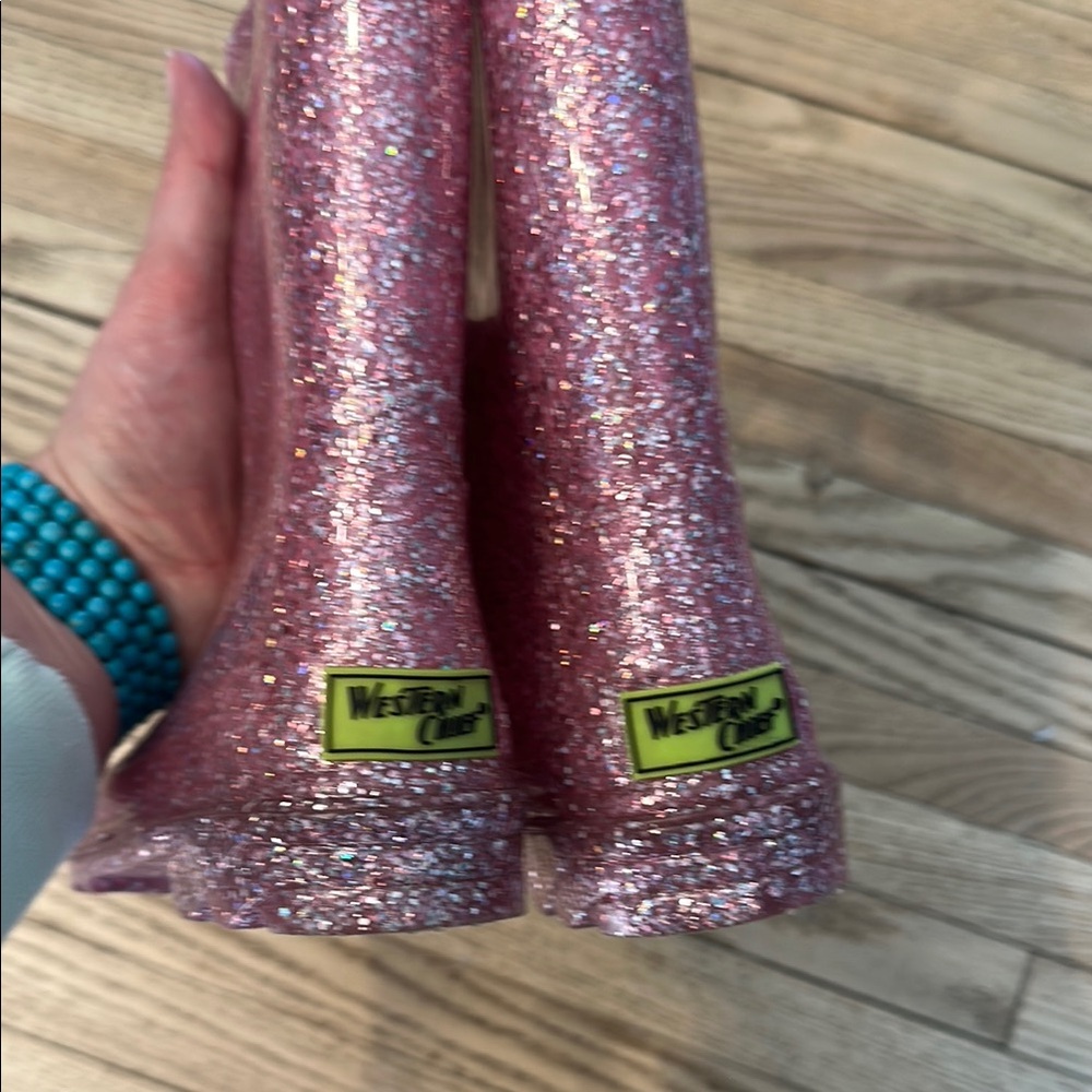 3/$6 Sparkly Pink Rain Boots - Picture 3 of 4
